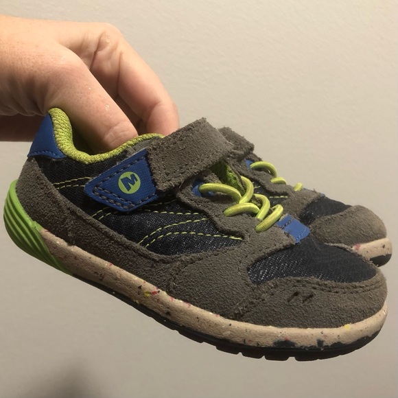 Merrell Bare steps Kids Shoes - Navy Green and Grey - Picture 1 of 11